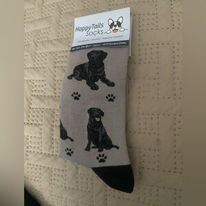 Happy Tails Socks Black Labrador Gray And Black. One Size Fits Most. New